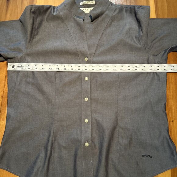 Orvis Women’s Button Up Shirt. 16. Fitted. Long Sleeve. Mock Collar Wrinkle Free - Picture 5 of 11